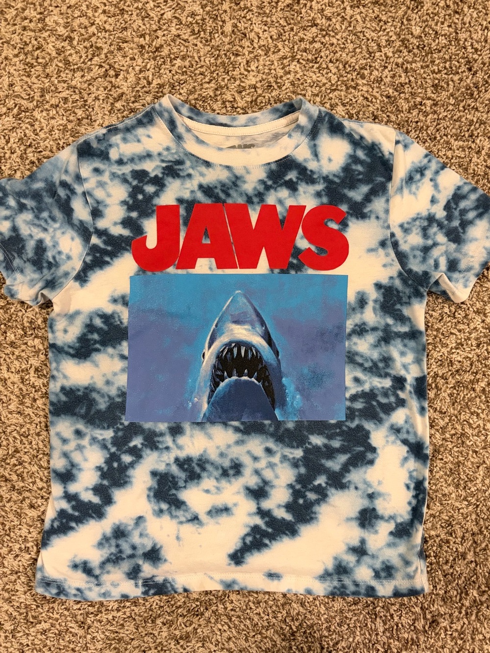 JAWS Tie-Dye Graphic Tee - Blue & White - Size M